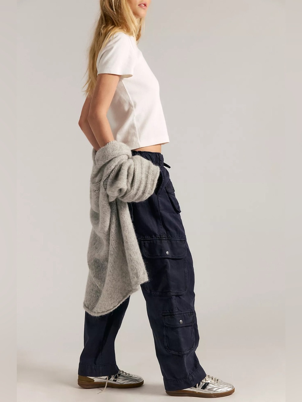 Free People Tahiti Cargo Black Pants Size Medium - Picture 4 of 10